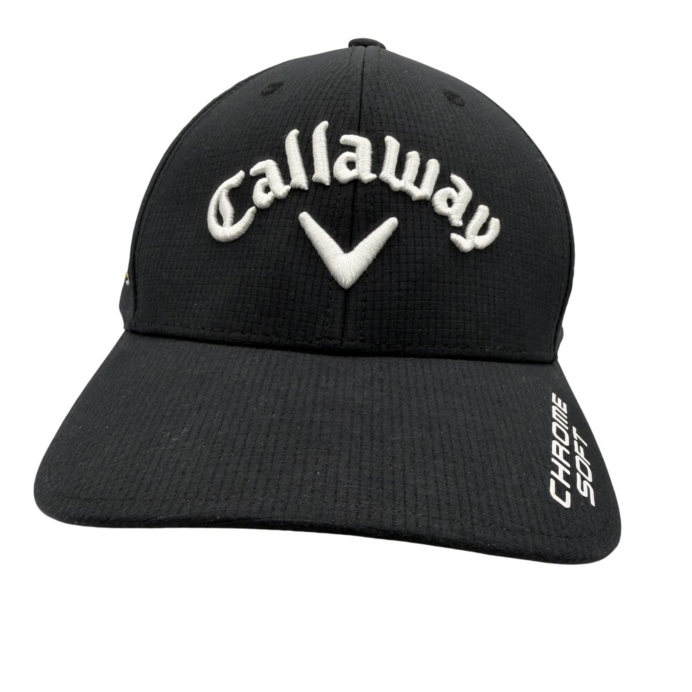 Callaway Hat Cap Strap Back Mens One Size Black Chrome Soft Golf Apex Logo